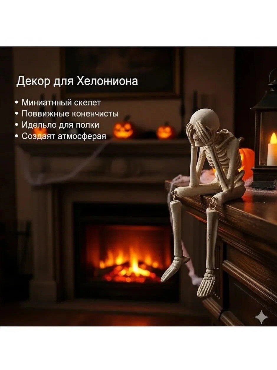 Набор из фигурок скелетов для Хэллоуина, статуэтки "Ничего не вижу, не слышу, не говорю" для декора полки или стола