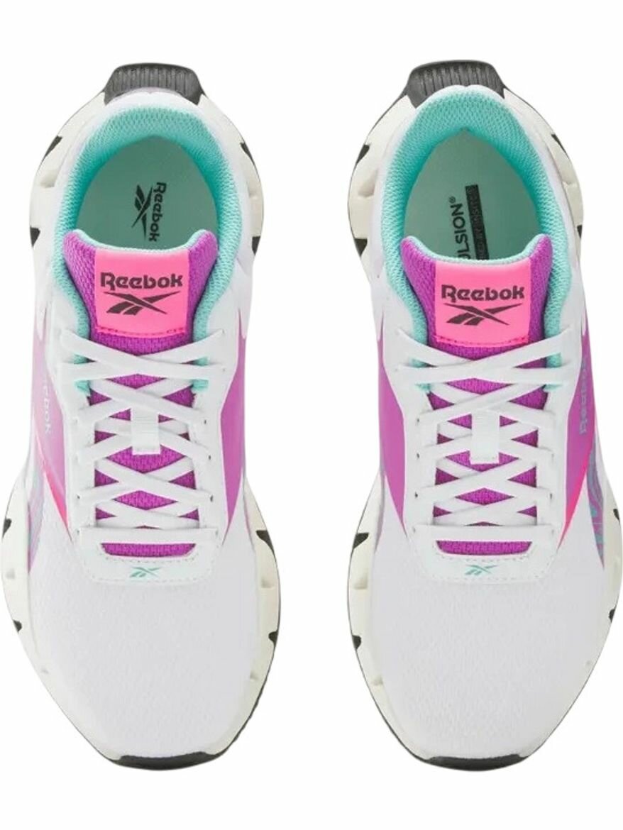 Кроссовки Reebok Zig Dynamica STR, полнота F (EU)/ на среднюю стопу, размер 7 US, белый/бежевый/фиолетовый — фото 1
