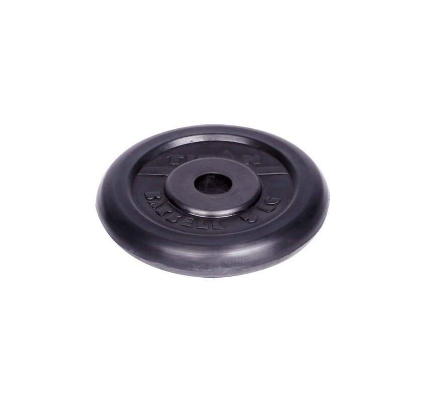 Блины для штанги и гантелей Титан 5 кг 26 мм, стальные, обрезиненные, черные