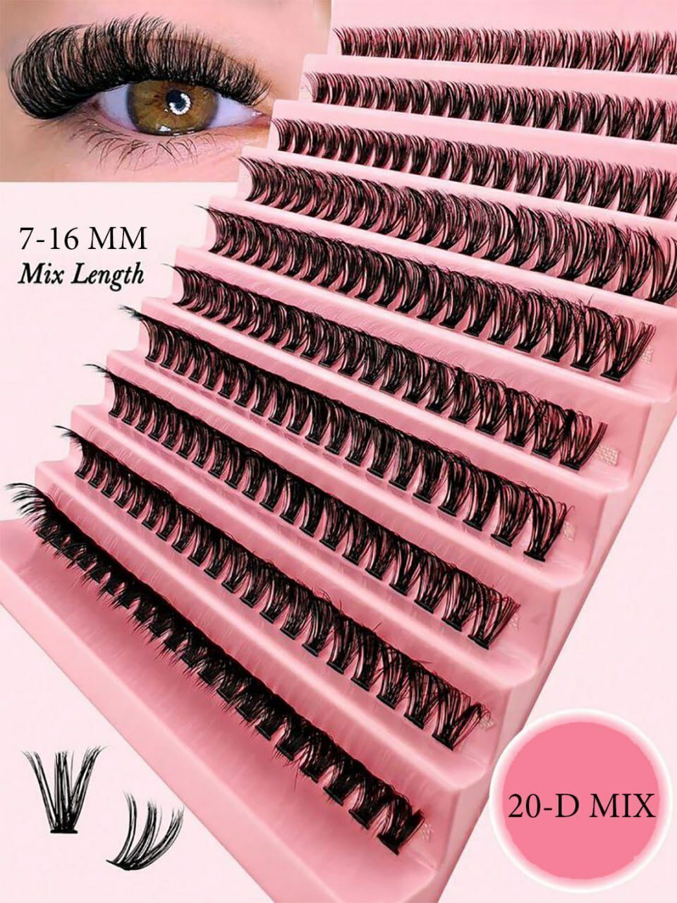 Накладный рецницы Набор пучковых ресниц DIY Mink 4в1 — комплект для самостоятельного наращивания, с клеем Bond & Seal — фото 1