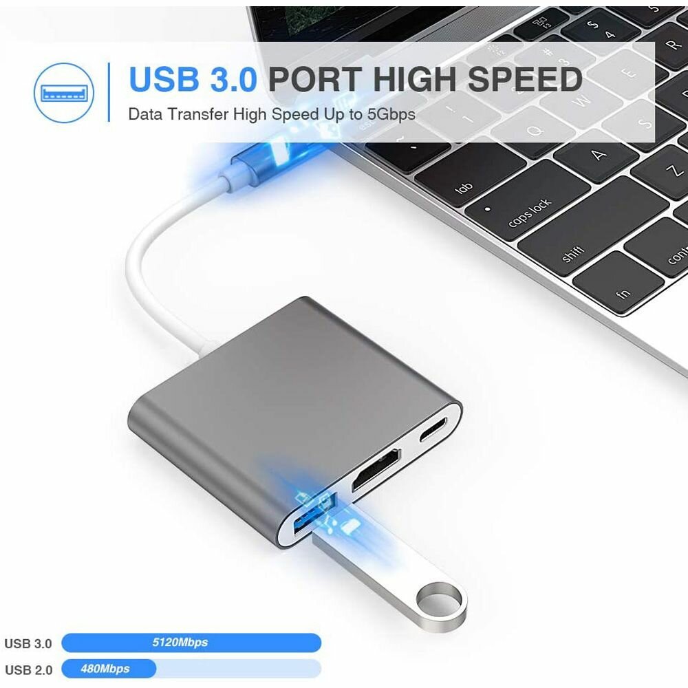 Док-станция USB 3.2 Gen1 (5 Гбит/с) USB-A+HDMI+PD, кабель Type C (ORIENT C028) — фото 1