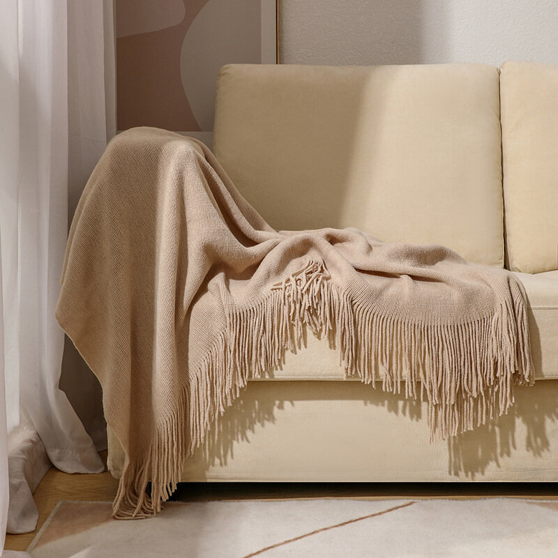 Плед/покрывало RUG130-В, 130х240 см, однотонный, бежевое, для дивана/кресла