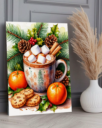 Изображение товара Картина по номерам 40х50 см "Новогоднее какао" хлопковый холст на подрамнике, акрил, Hobby Home