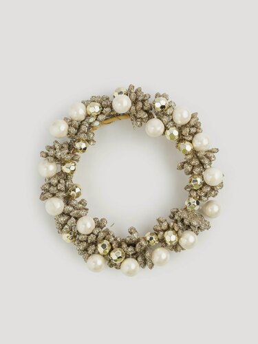 Изображение товара Венок для свечи, 6/10 см, полиэтилен/пластик, шампань, Шары, Bronze decor