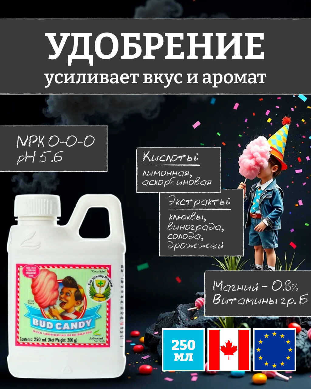 Удобрение - усилитель вкуса и аромата Advanced Nutrients Bud Candy 0.25л.