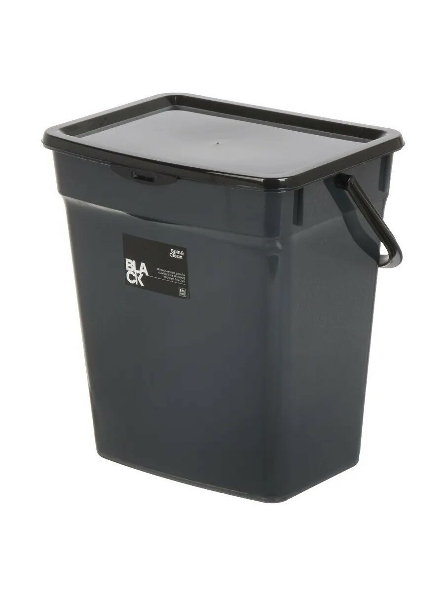 Контейнер для порошка 6 л пластик/полипропилен черный Spin&Clean Black SC140710621