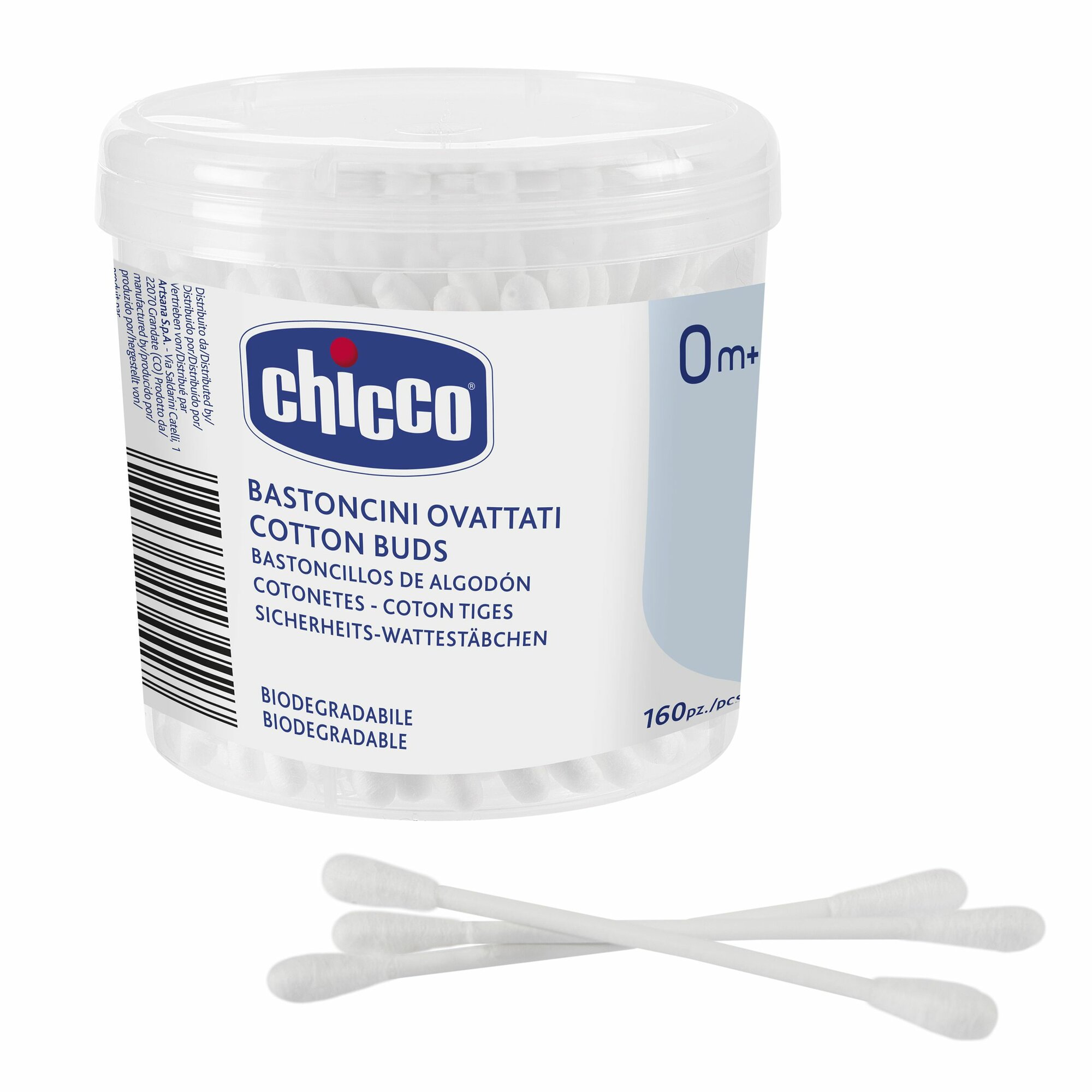 Ватные палочки для новорожденных Chicco 160 штук, без ограничителя