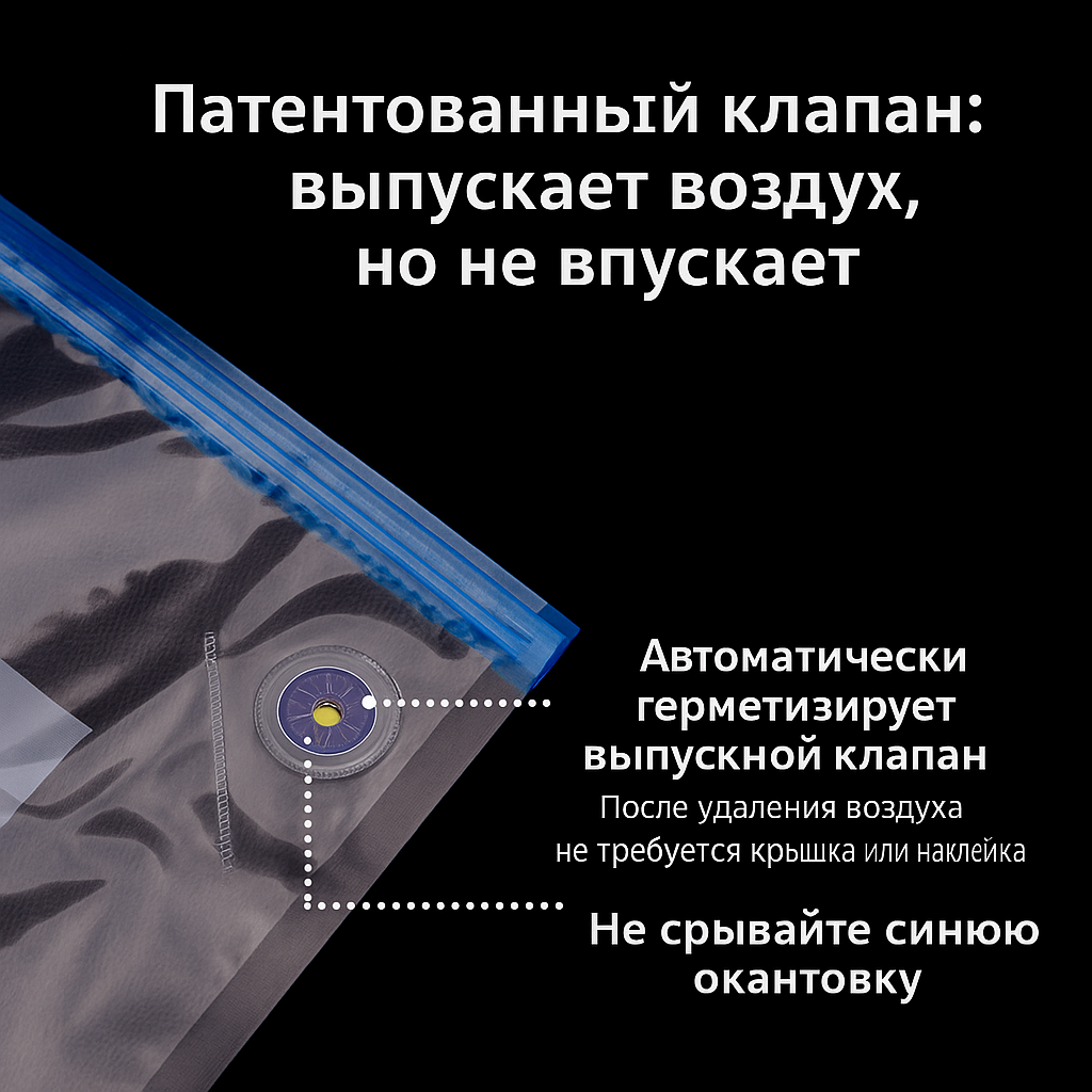 Зиппакеты с клапаном, для вакууматора, полиэтилен, 26x34 см, 10 шт — фото 1