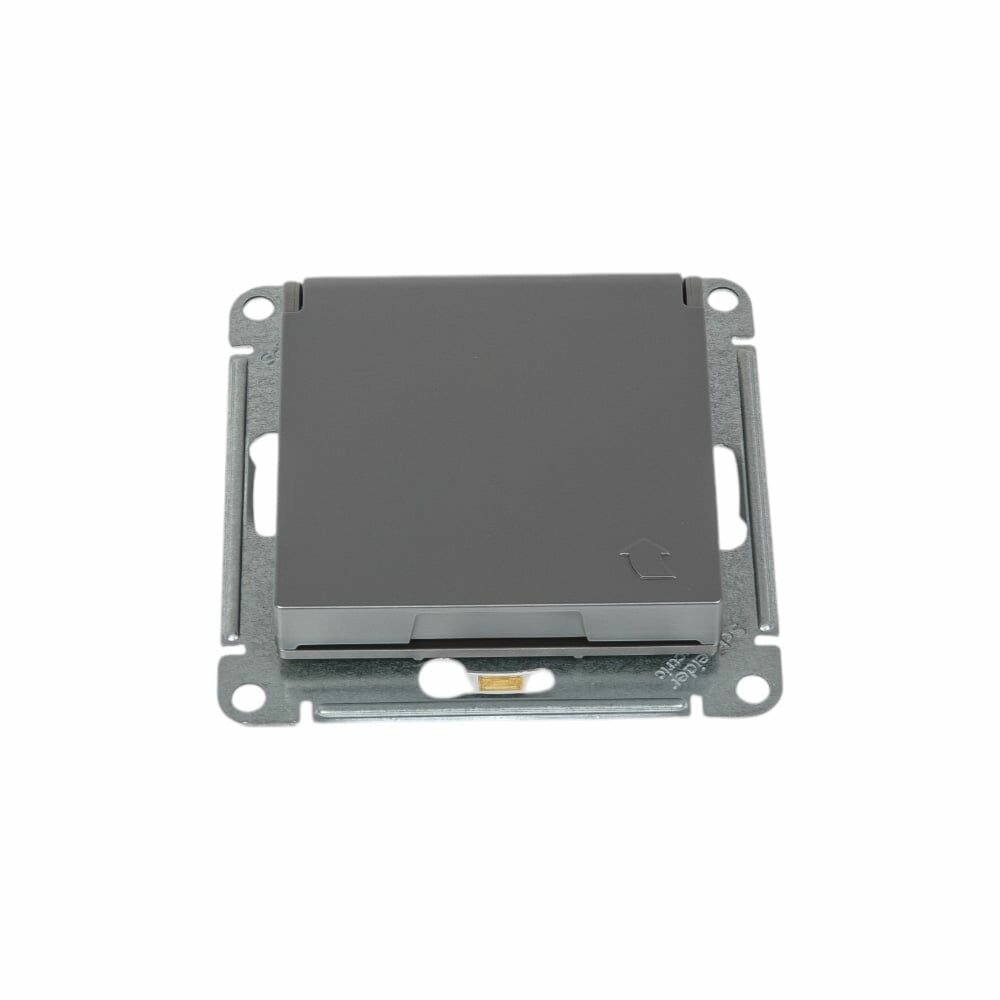 Розетка 1-м СП AtlasDesign 16А IP20 с заземл. защ. шторки с крышкой механизм сталь SE ATN000946