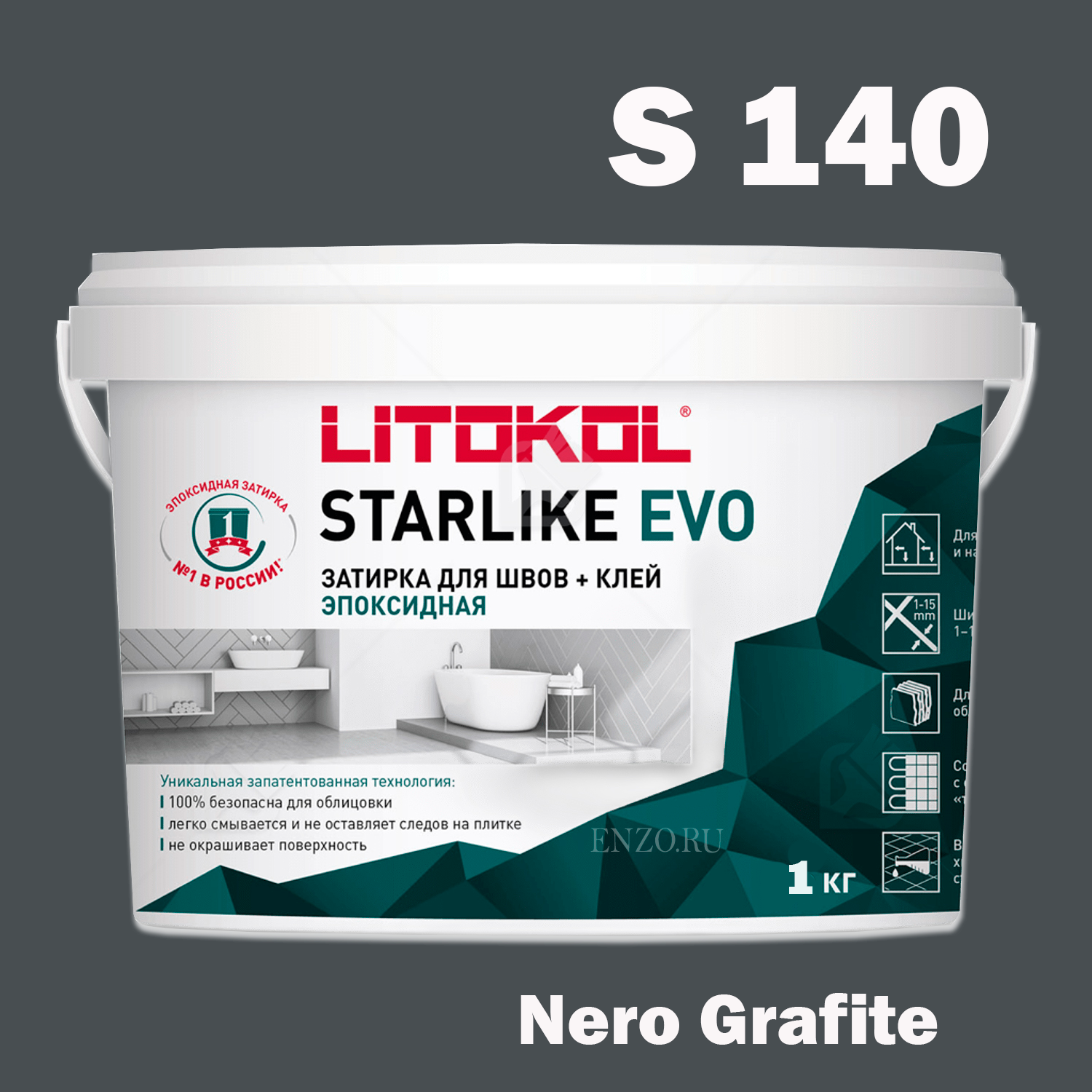 Litokol Затирка для швов LITOKOL STARLIKE EVO S.140 Nero Grafite 10кг