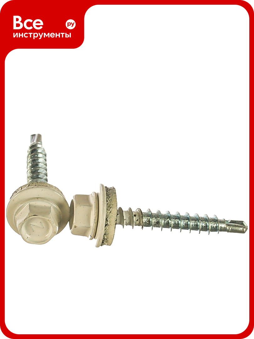 Кровельный саморез Tech-Krep КР сверло 48х35 RAL-9003 ярко-белый 60 шт коробка с окном 124645