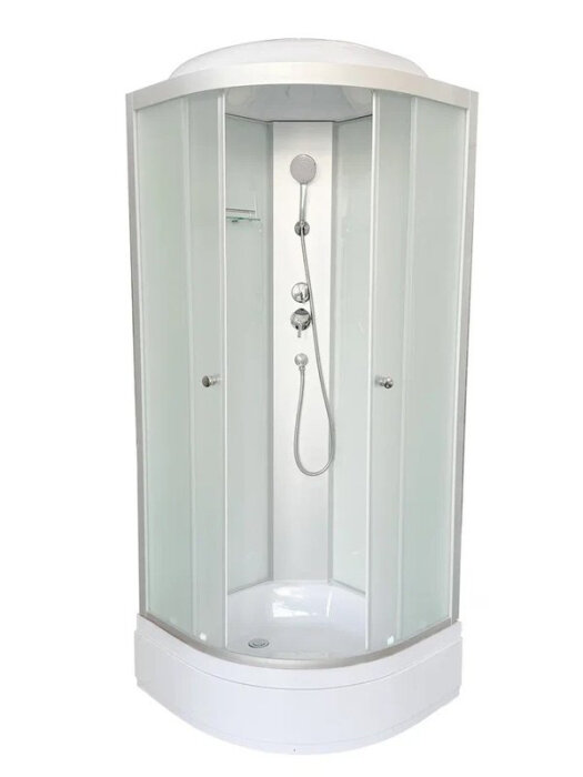 Душевая кабина DTO LM710 стандартная (100х100х215) средний поддон (27 см) профиль хром стекло матовое (4 мм) 4 места