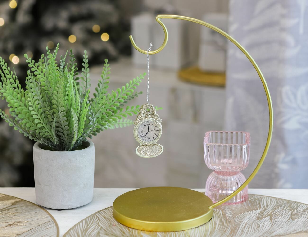 Ёлочная игрушка часы ШИК - ретро, полистоун, серебристо-платиновые, 7 см, Goodwill MO96334-2