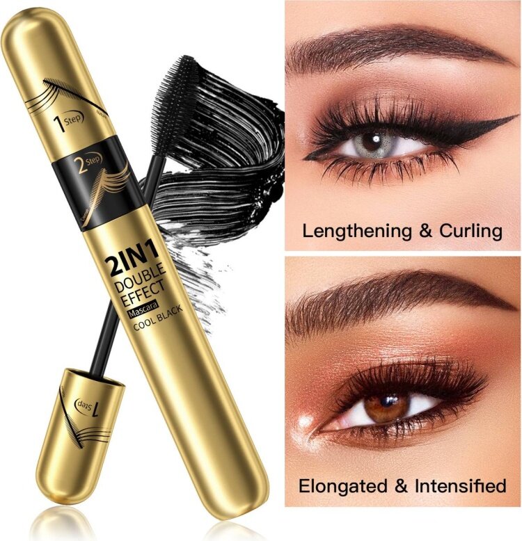 Тушь для ресниц HelloKiss Coolblack 2in1 double effect mascara — фото 1