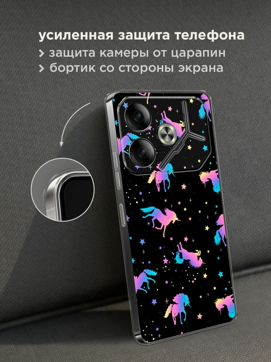 Чехол на Tecno Pova 6 / Текно Пова 6 с принтом "Единороги градиент" — фото 1
