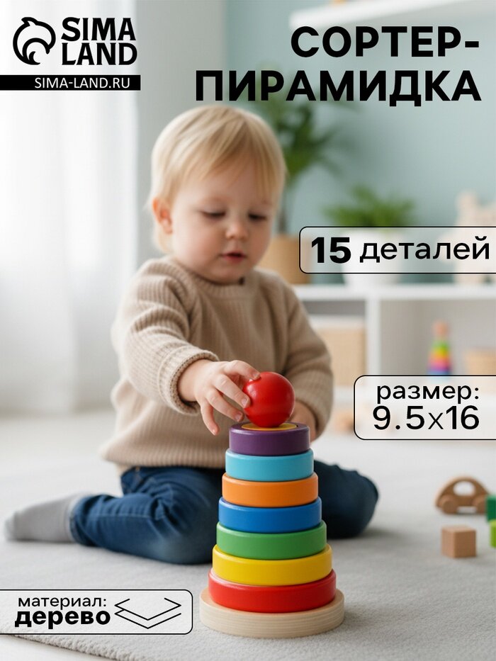 Пирамидка - сортер детская развивающая