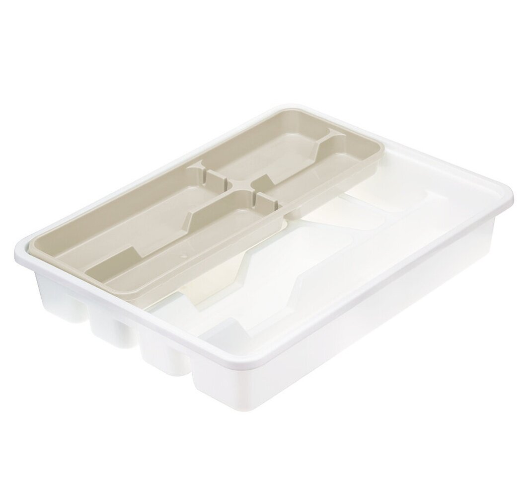 Лоток-вкладыш для столовых приборов 2-х уровневый цвет латте 25% больше места