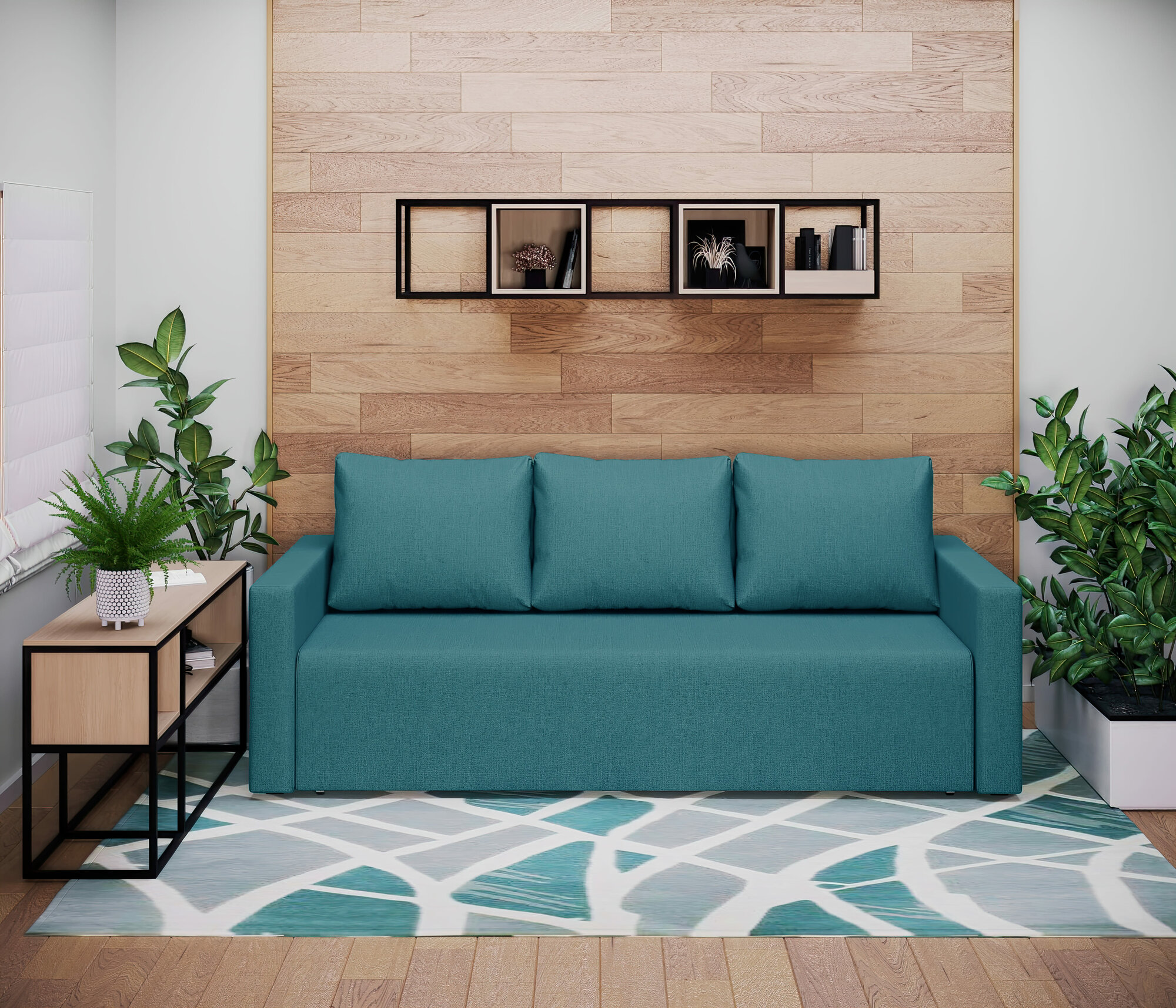 Диван Олимп 2  еврокнижка рогожка саванна плюс лагун ППУ