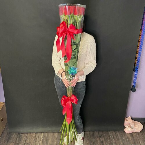 Изображение товара 15 роз 150 см / Букет из 15 высоких роз 150 см / Длинные розы 150 см