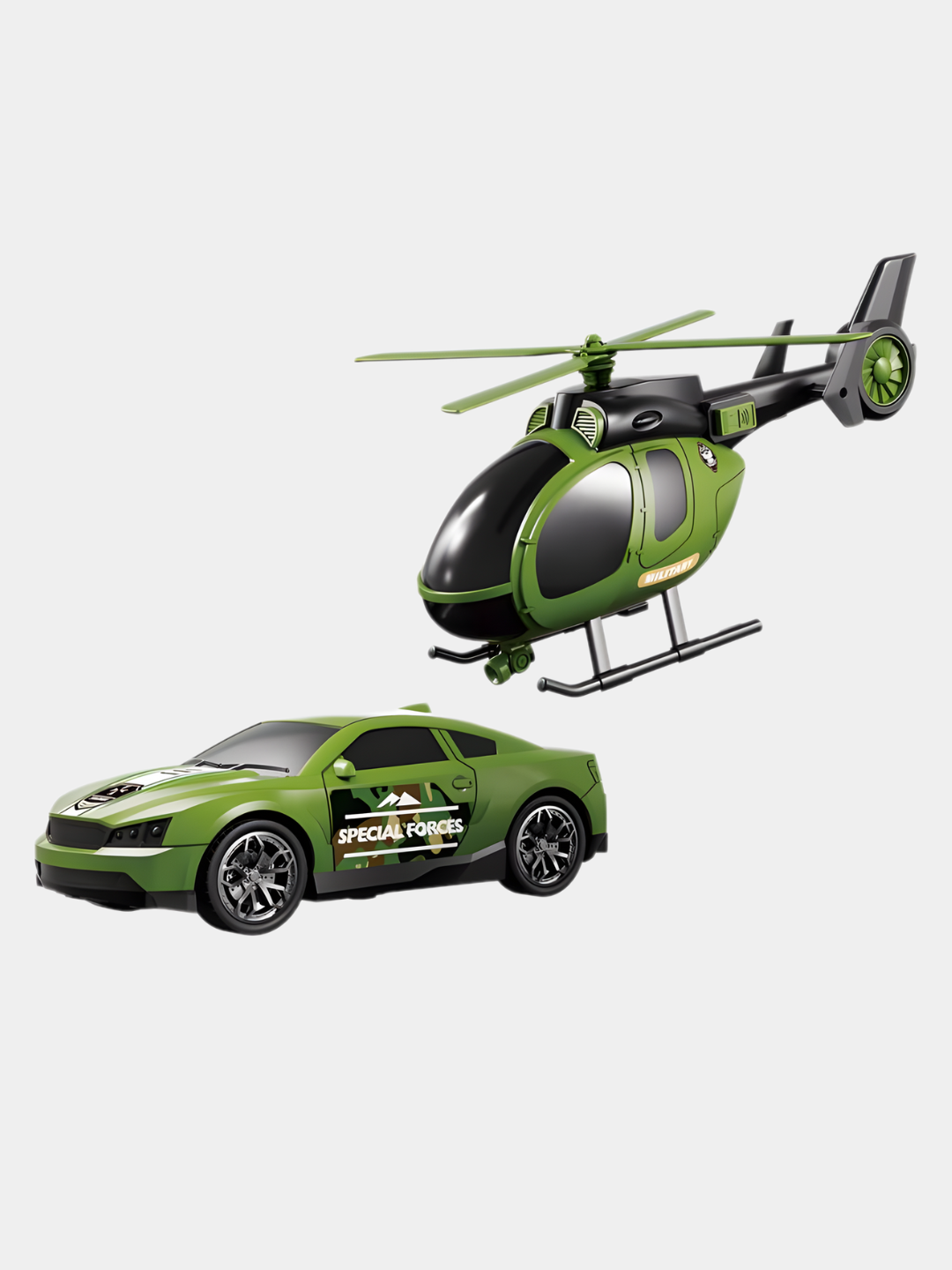 Набор машины, вертолет, грузовик, полицейская машина, пожарная, военная, строительная — фото 1