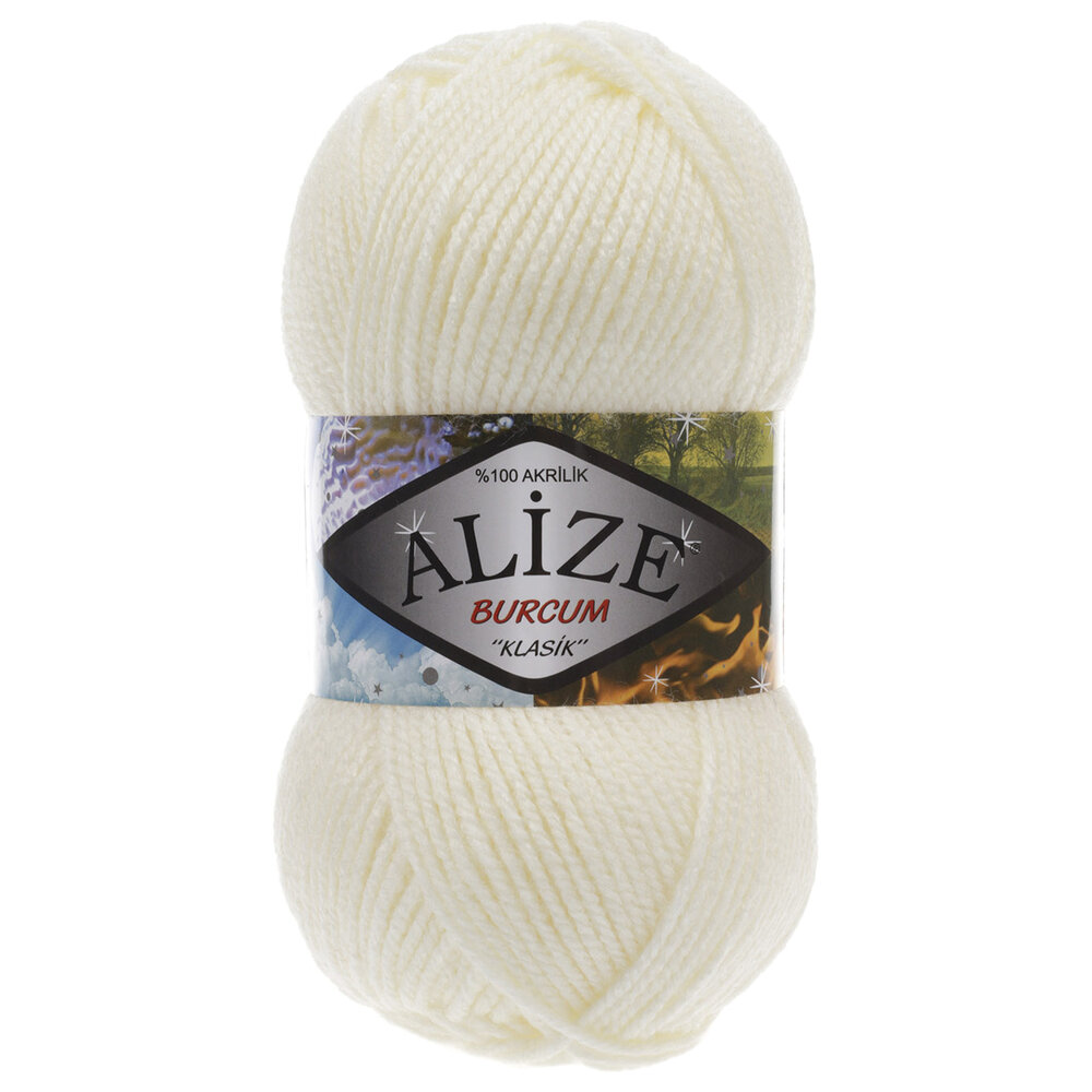 Пряжа для вязания Alize Burcum klasik 62 кремовый 100 гр/210 м 100% акрил