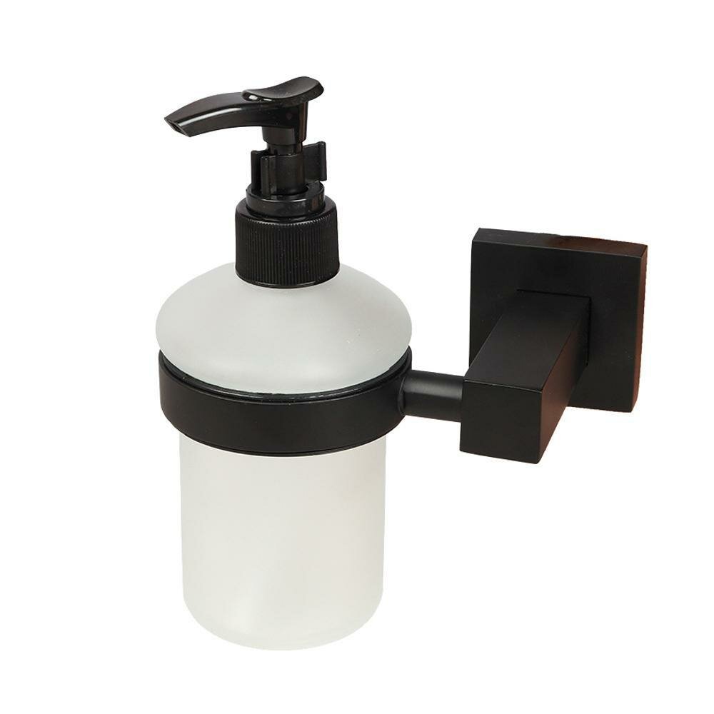 Дозатор для мыла навес квадро стекло/металл черный