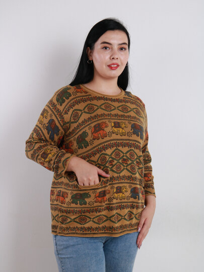 Свитер , размер OneSize, бежевый меланж — фото 1