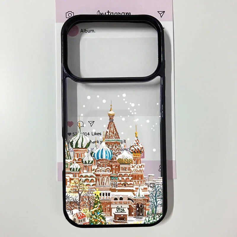 Россия, зимний пейзаж, чехол для телефона iPhone 16 Pro, 17, 15, 14, 13, 12, 11, Айфон 16, style 3