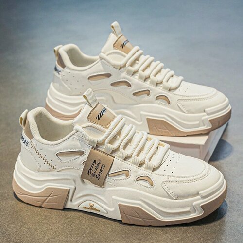 Изображение товара MOOCIE Новые осенние мужские дышащие белые кроссовки, модные и универсальные спортивно-повседневные кроссовки на толстой подошве, туфли для папы, EU:42