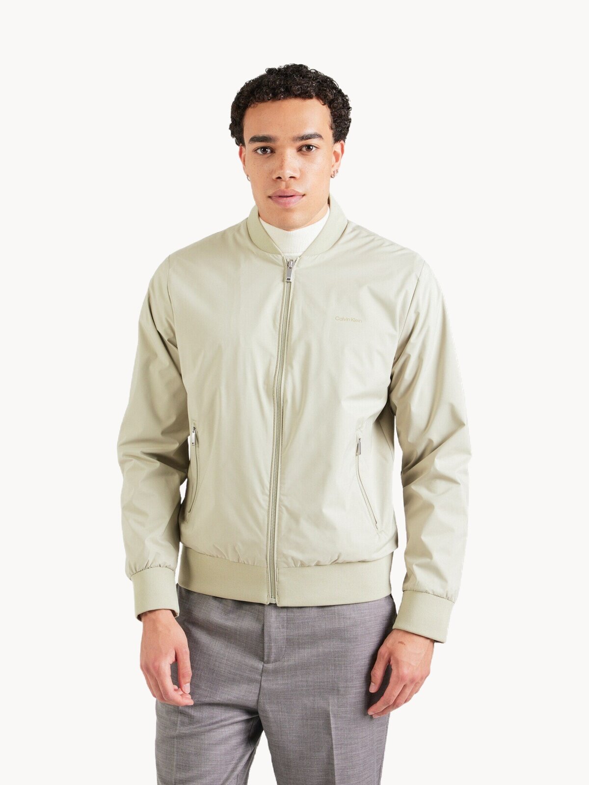 Бомбер CALVIN KLEIN, размер  XL, серо-зеленый