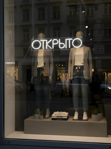 Изображение товара Неоновая вывеска "Открыто" 50х13 см, неоновая надпись, LED светильник