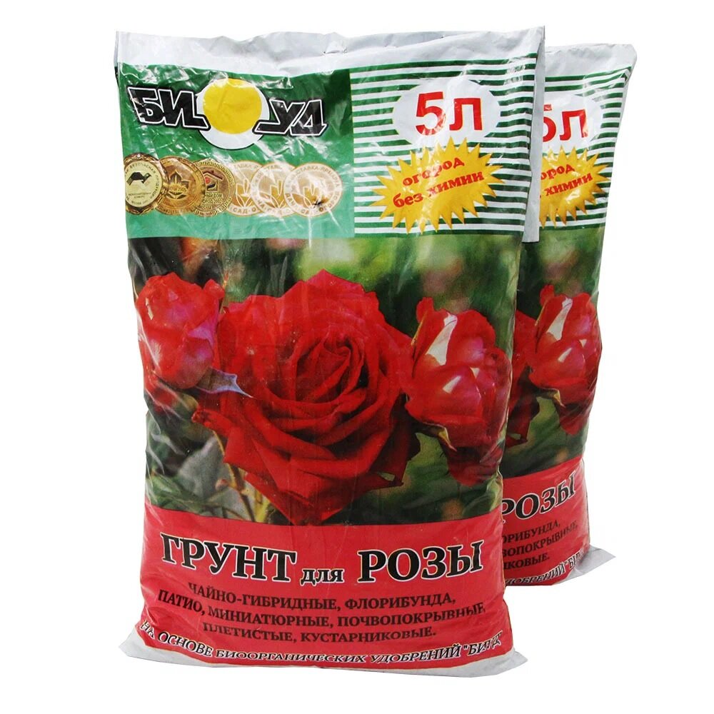 Грунт Биуд для роз 5 л  для различных сортов роз  хризантем  сирени  комплект 2 штуки