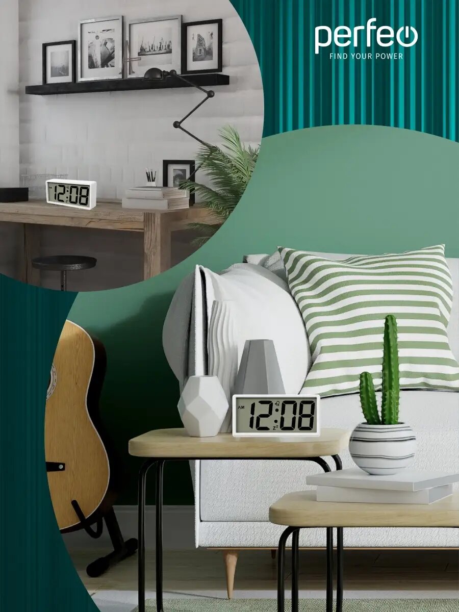 Часы-будильник "Tablo" Perfeo, электронные, арабские цифры, на батарейках — фото 1