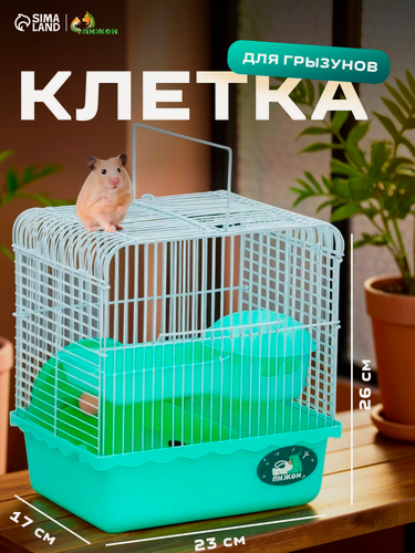 Изображение товара Клетка для грызунов "Пижон", 23 х 17 х 26 см, эмаль, зелёная