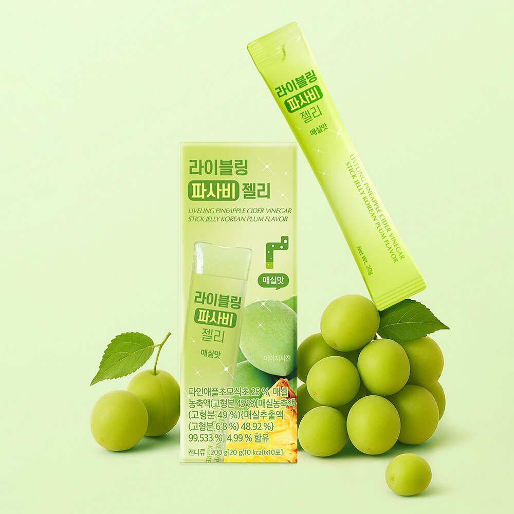 Желе Liveling Pineapple Stick Jelly, ананасовое, со вкусом сливы, низкокалорийное