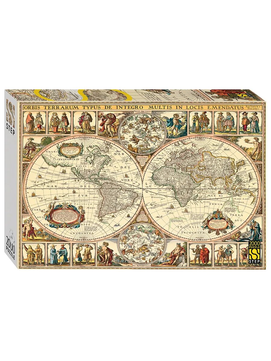 Пазлы 2000 элементов для взрослых "Историческая карта мира"