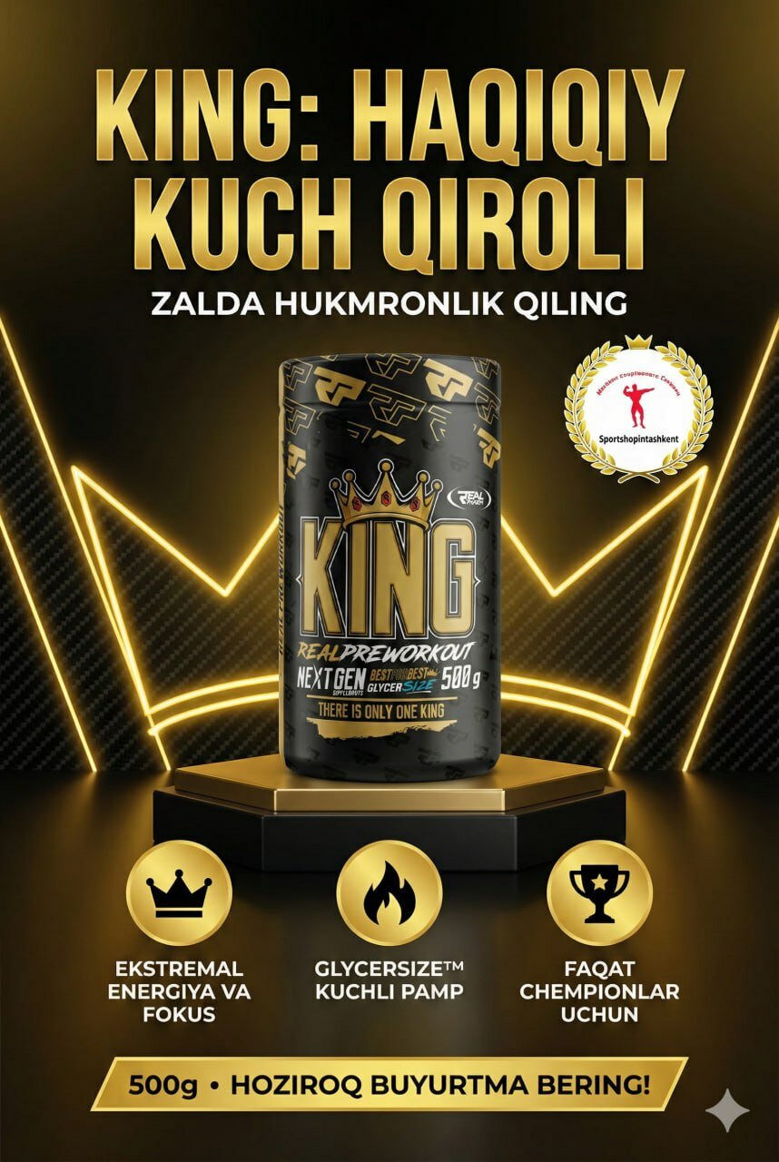Предтренировочный комплекс Real Pharm "King Pre-Workout", манго, порошок, 500 гр