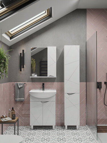 Изображение товара Тумба напольная SanStar Каскад 60 с раковиной Грация (комплект) для ванной комнаты, белая