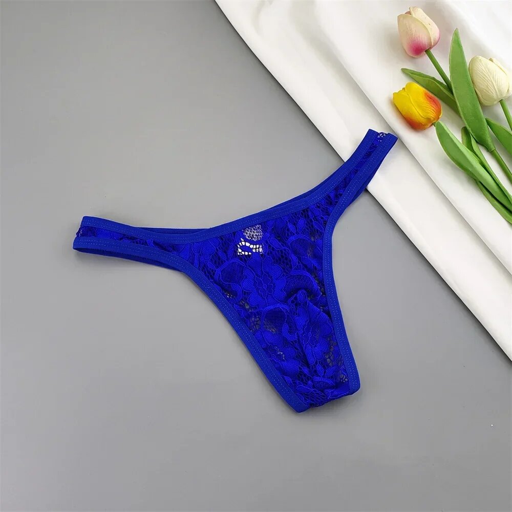 Мужские стринги из полиамида с цветочным принтом Синий, XL, Blue