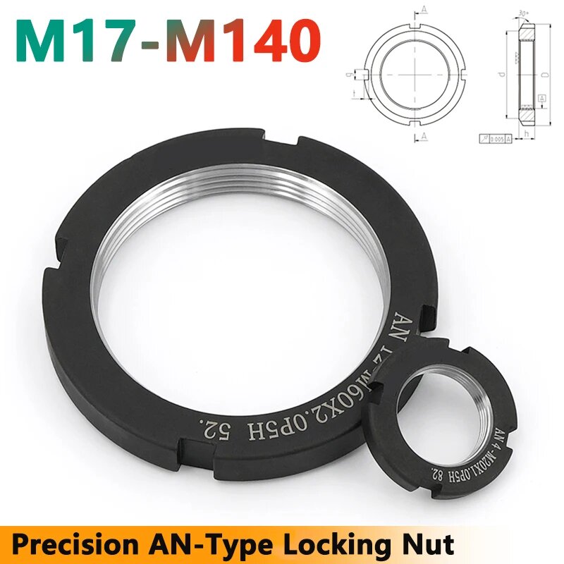 GooBetter прецизионная стопорная гайка AN-тиpa сталь M17-M140 1/1.5/2 мм AN-M17x1.0
