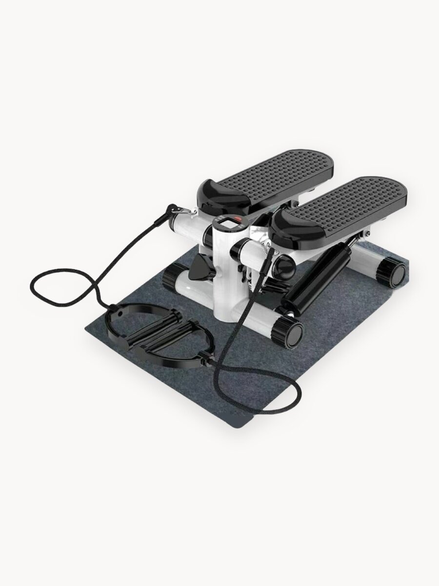 Степпер с эспандерами тренажер для дома Мини тренажер для похудения, для ходьбы, для ног и ягодиц, черно-белый