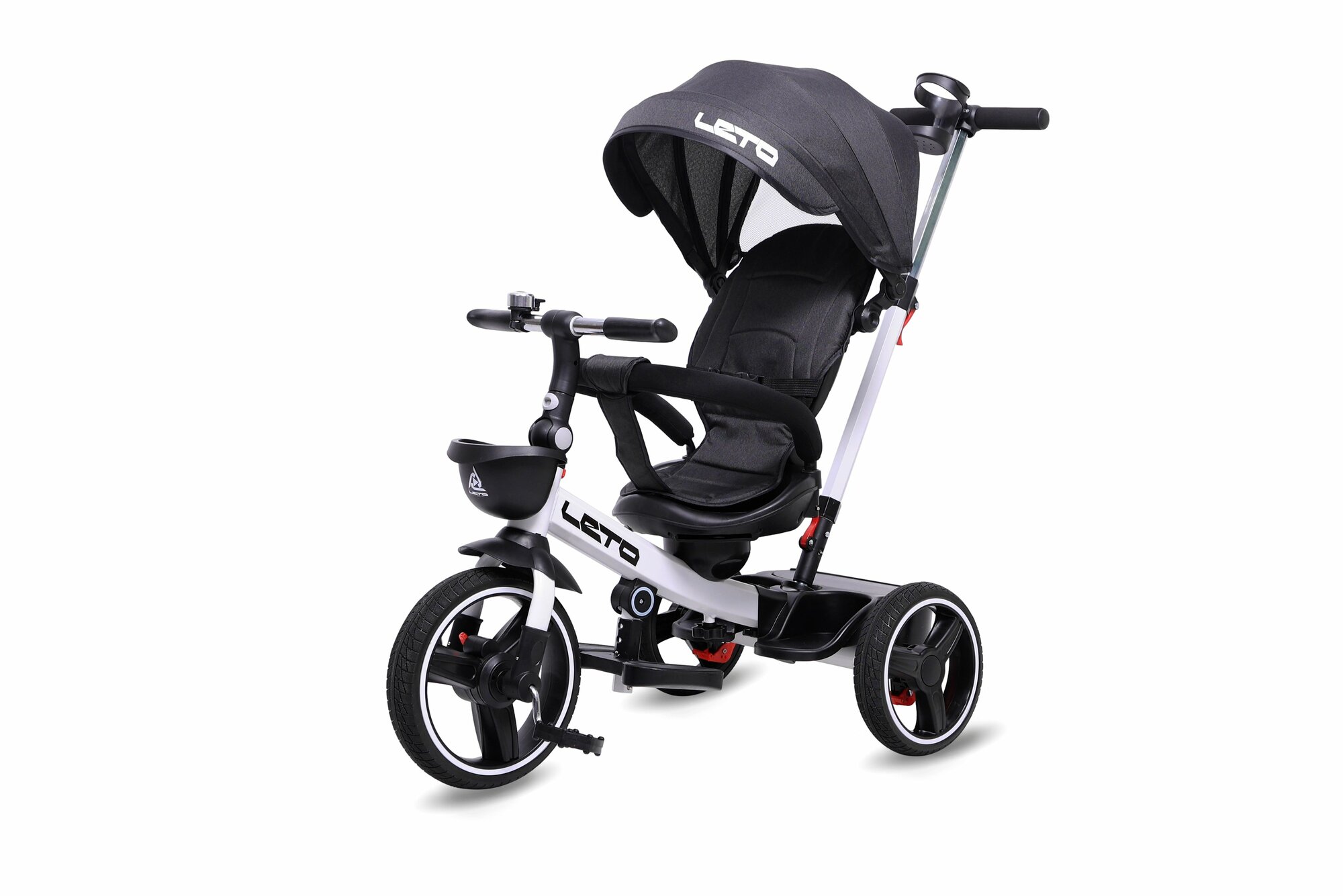 Велосипед трёхколёсный детский LETO, 10/8 PU, сидение 360, черный