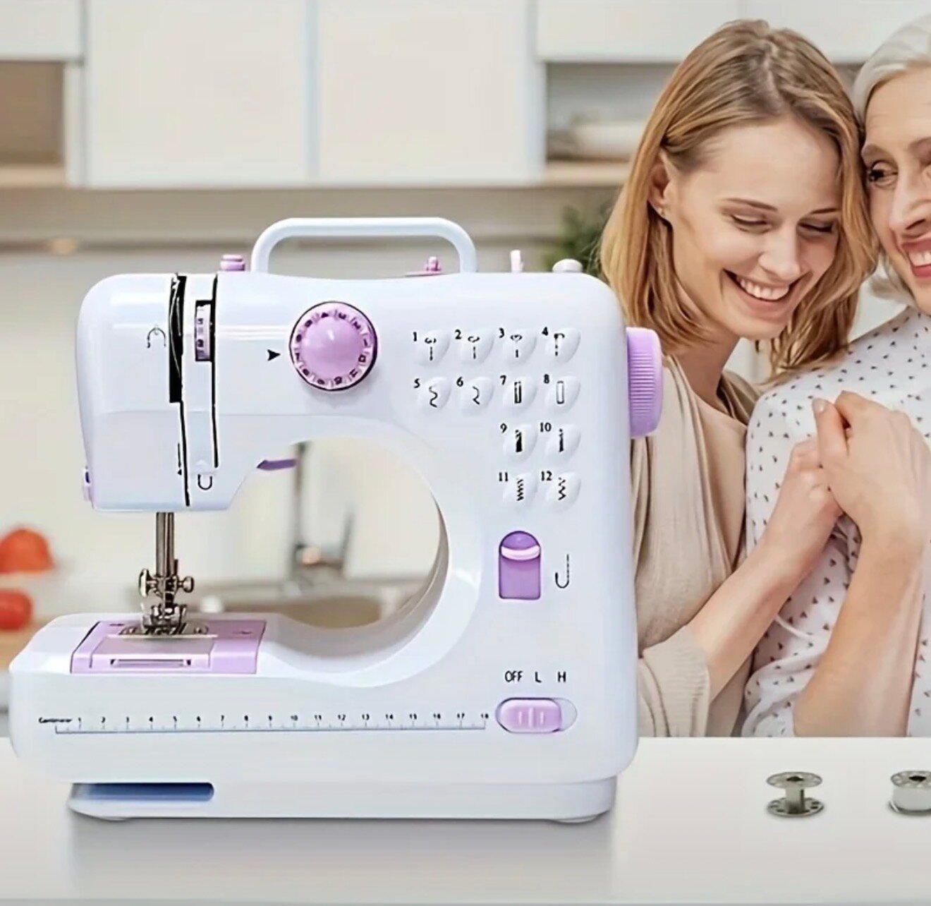 Швейная машинка ручная с педалью и подсветкой, портативная машинка, электрическая, 12 видов строчек, работает от сети