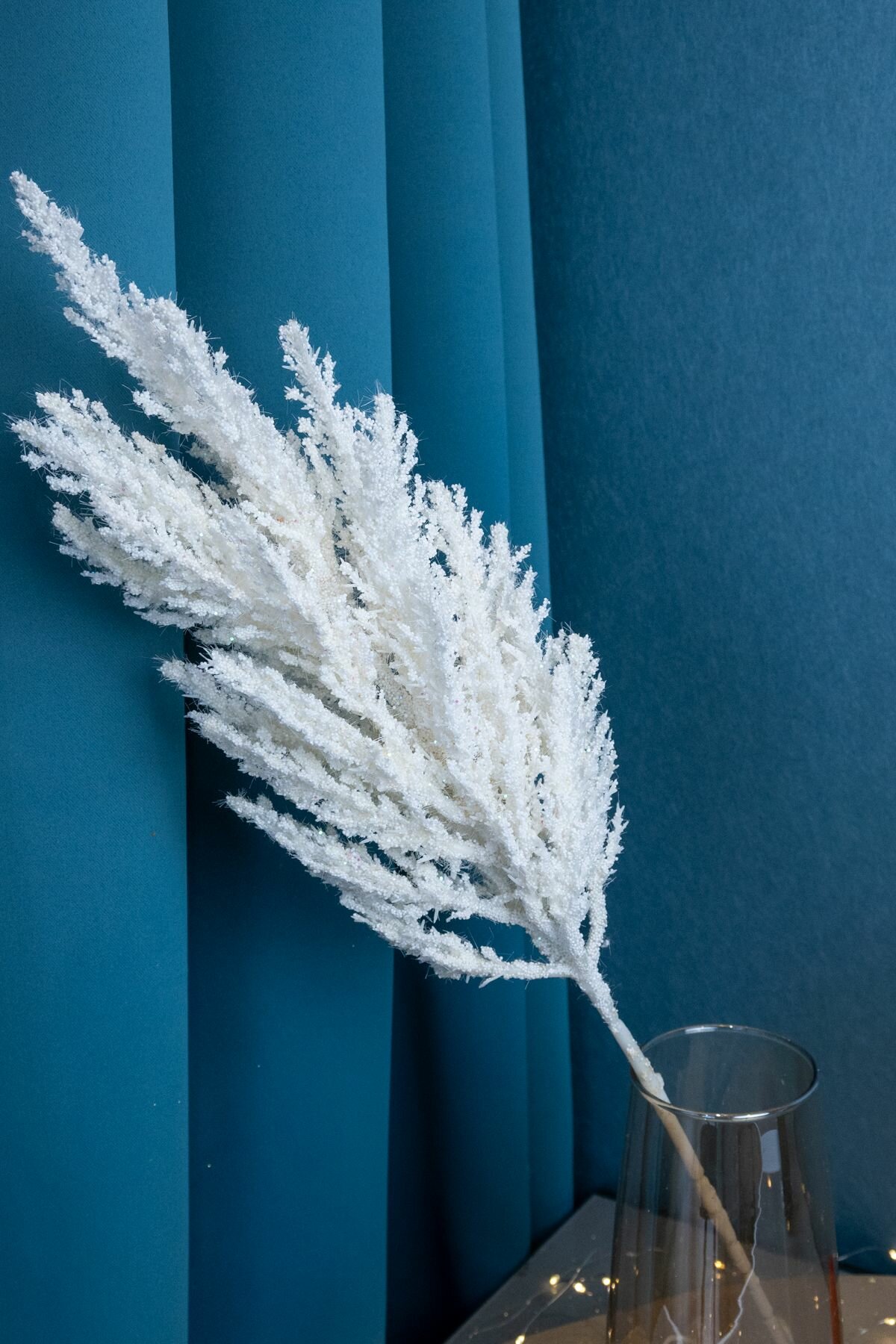 Искусственные цветы для декора новогодняя ветка пампасная трава в снегу 70 см белая премиум