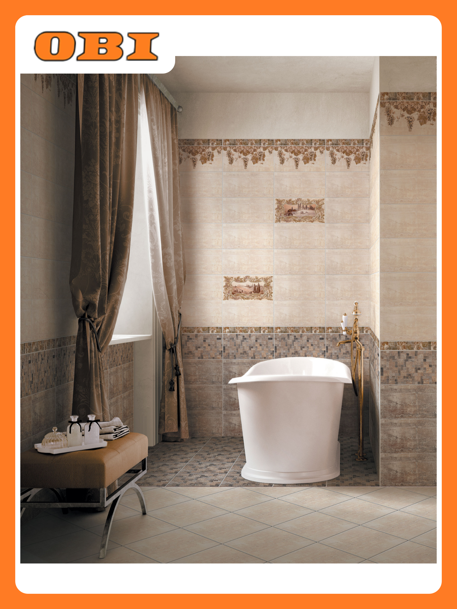 Керамическая плитка нефрит керамика Тоскана коричневая 50х25 см