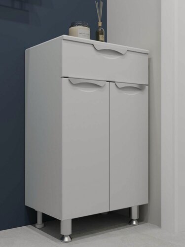 Изображение товара Комод, тумба для ванной комнаты, Fauraplus Толедо 50, полка, белый, глянцевый.