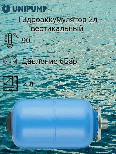 Гидроаккумулятор 2л вертикальный UNIPUMP