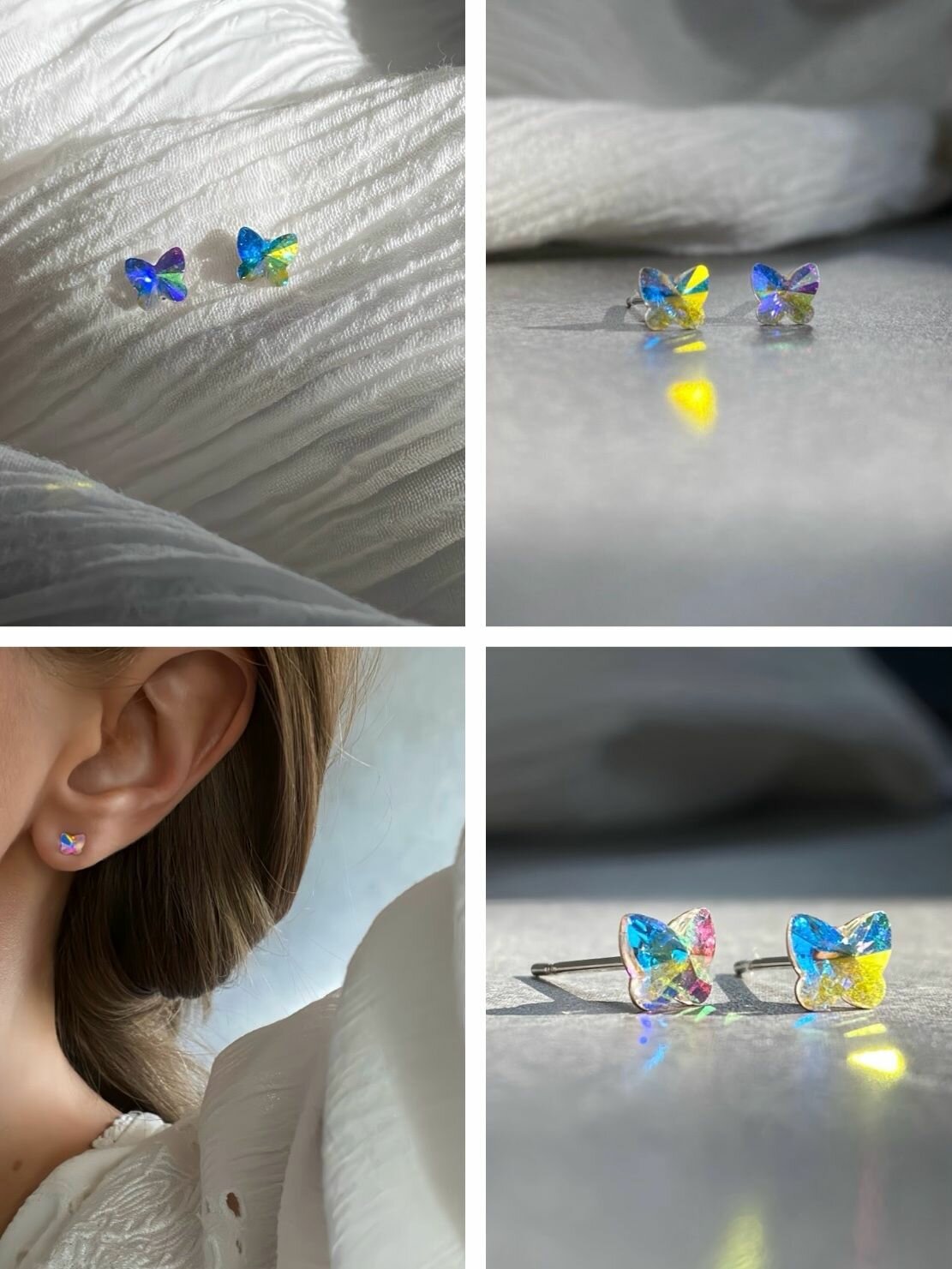 Серьги пусеты, кристалл, хрусталь, кристаллы Swarovski