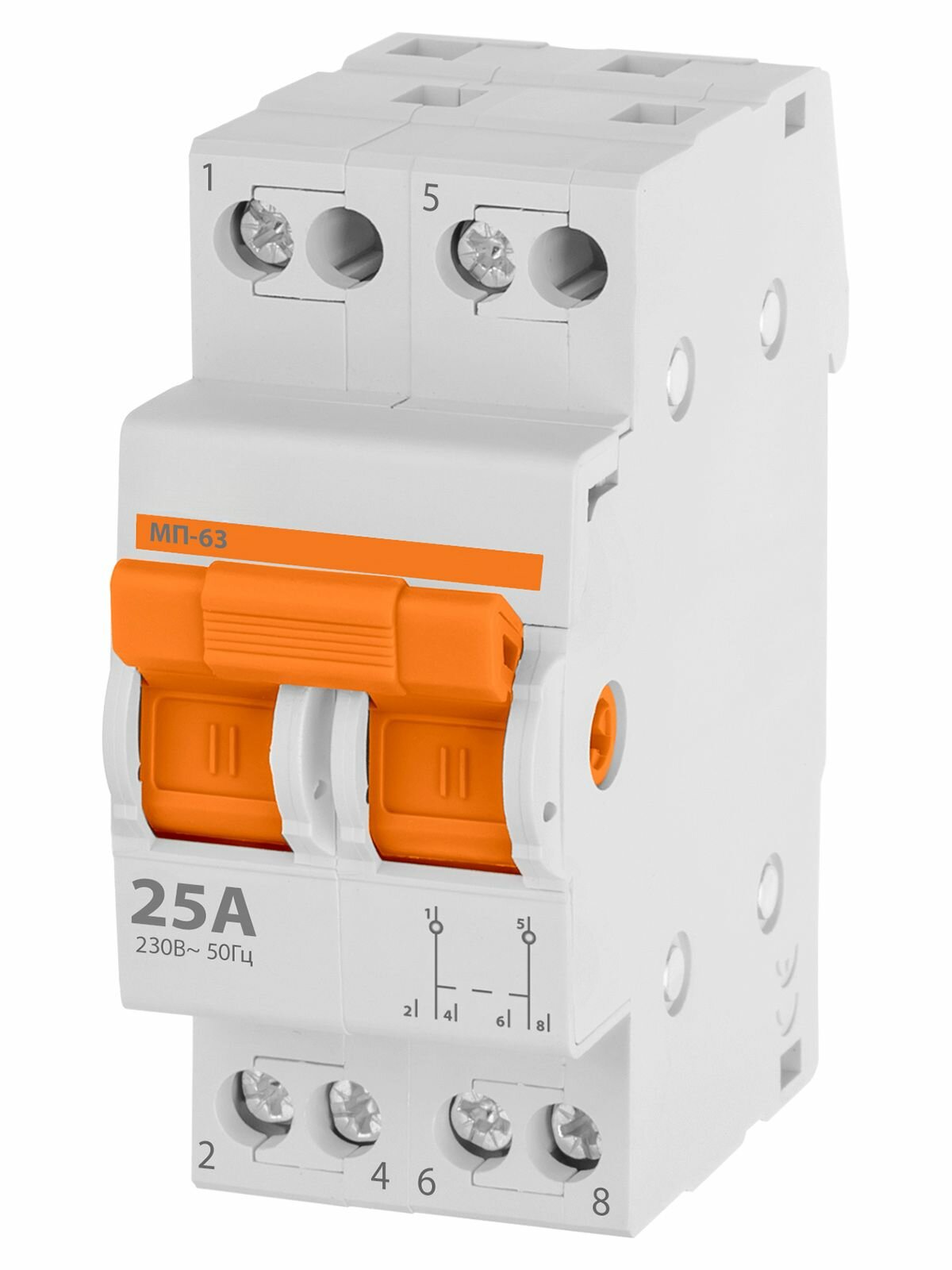 Модульный переключатель трехпозиционный МП-63 2P 25А
