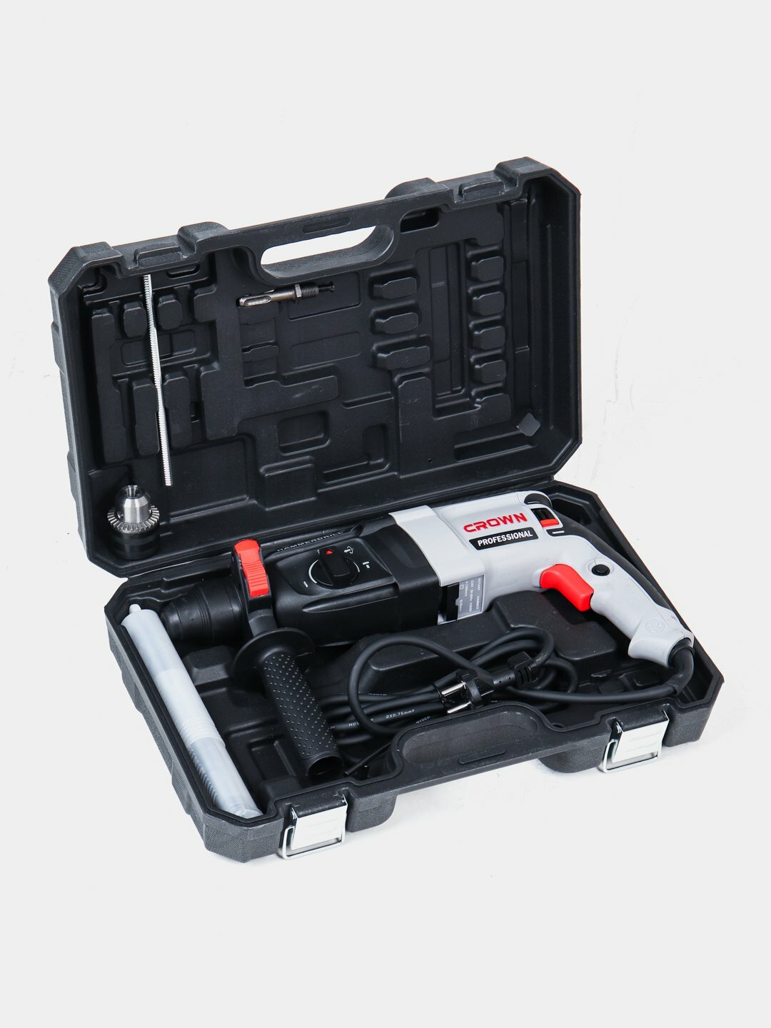 Перфоратор CROWN SDS PLUS, 26 мм, 1500 Вт, 0-1200 об/мин, 5 буров в комплекте — фото 1